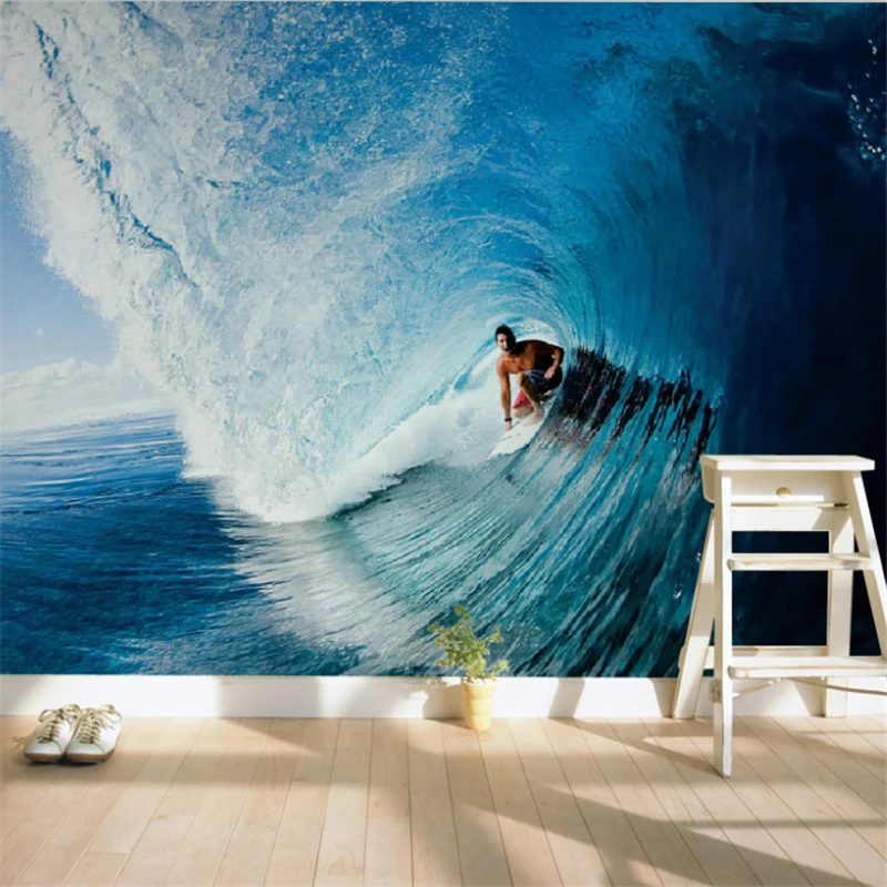 Beibehang 3d Sala Quarto Mural Papel De Parede Ondas De Surf Pvc
