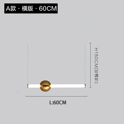 Скандинавское металлическое стекло орионовая трубка Светодиодная люстра горячая пластина Золотая Подвесная лампа для столовой кухонный светильник закрепленный - Цвет абажура: 1 head L60cm A2