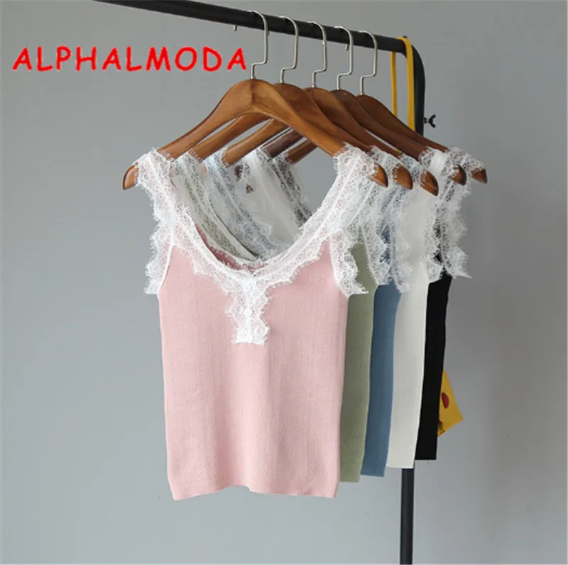 Женский кружевной топ ALPHALMODA повседневный на пуговицах лето 2009 | Женская одежда