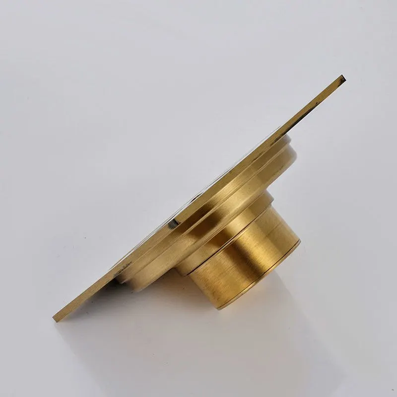10*10 см Gouden Afwerking Messing Vierkante Afvoerputje анти-geur Douche куст Afval вода Met Haar zeef покрытие для пола