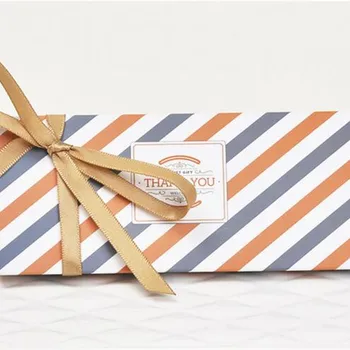 

free shipping 13x5.5cm sweet gift big size geometry stripe paper party gift boxes with ribbon , DTXS1