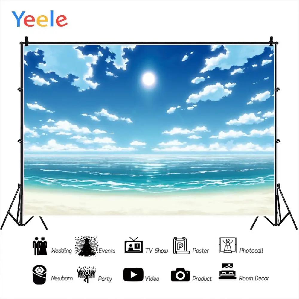 

Yeele High Resolution Seaside Sky Sun Professional Wedding Photography Backdrops Photographic Backgrounds For The Photo Studio