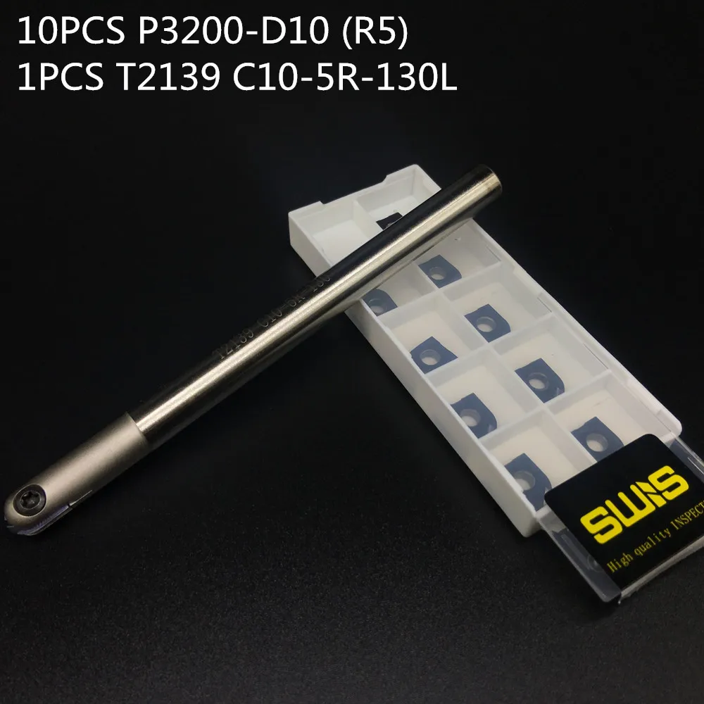

10PCS P3200 D10 R5 Ball Carbide Insert 1PCS T2139 C10 R5 130MM Holder High Percision