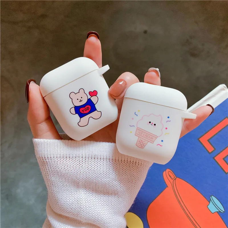 

Cute ice cream Beat Case For Airpods Cover Funny Cartoon Bluetooth Earphone Cases For Apple Air pods Silicone Headphones Box