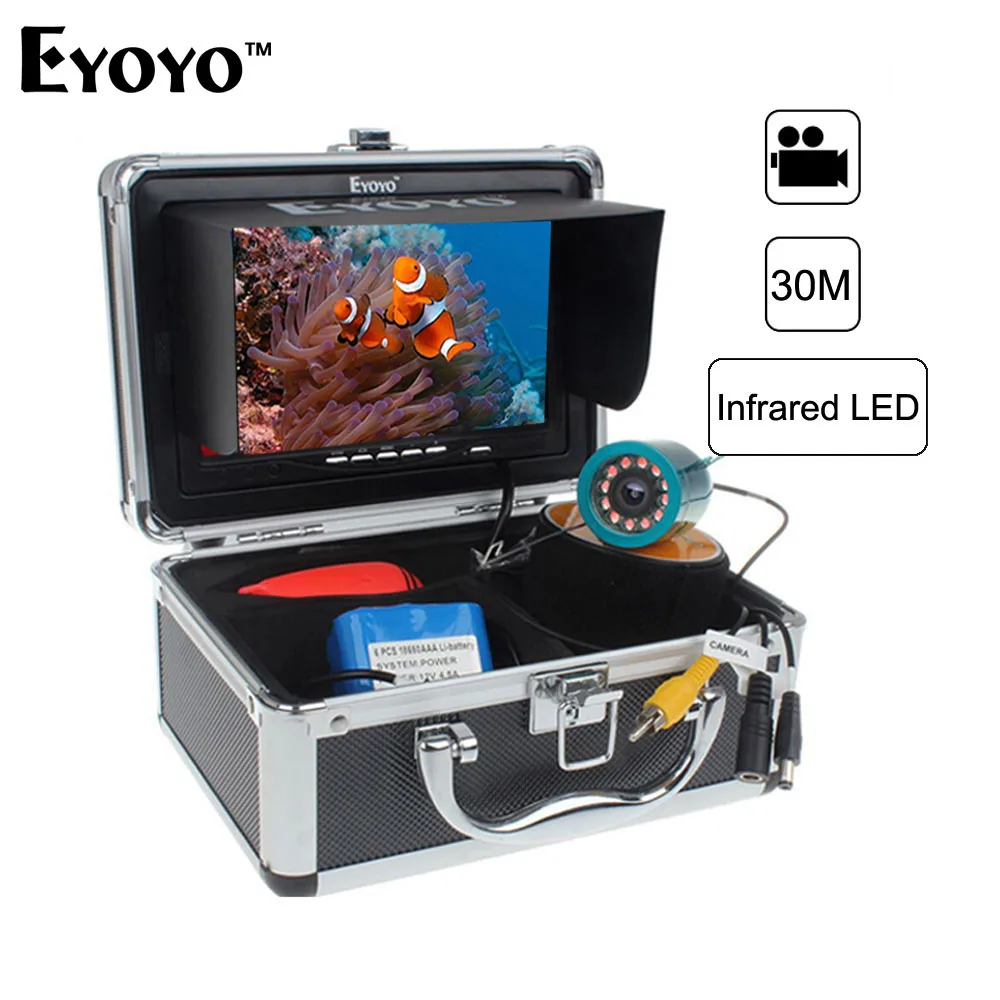 

Eyoyo Original 30m Underwater Fish Finder HD 1000TVL Infrared Camera IR LED Light DVR Video Recorder Function