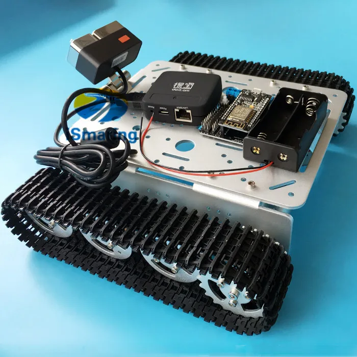 

iSmaring Metal Robot Tank Chassis with Wireless WiFi Video Monitor Controller Kit Diy Smrt Toy Robotic Arm VR/AR Base NodeMCU RC