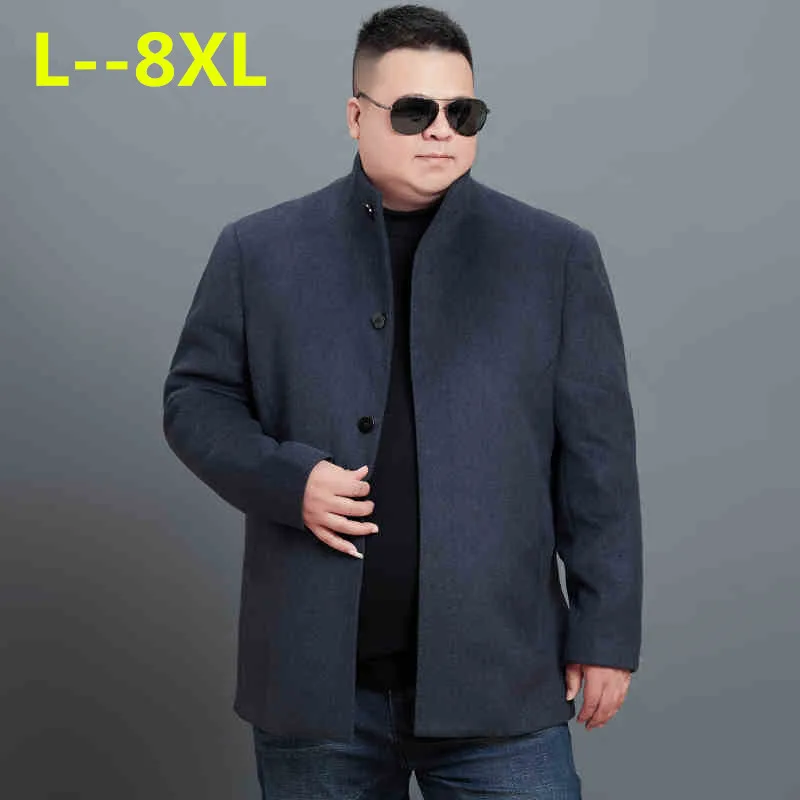 Большие размеры 8XL 6XL 5XL 4XL Новый 2018 Высокое качество для мужчин s длинный шерстяной Тренч корейский Slim fit Тренч мужские парки для зимы