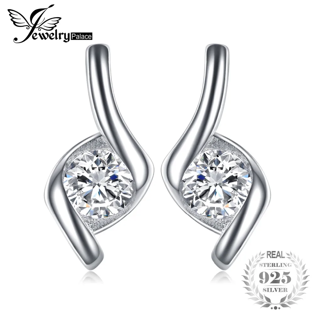 

JewelryPalace Elegant Cubic Zirconia Stud Earrings 925 Sterling Silver Fashion Gift for Women Charm Earrings Present
