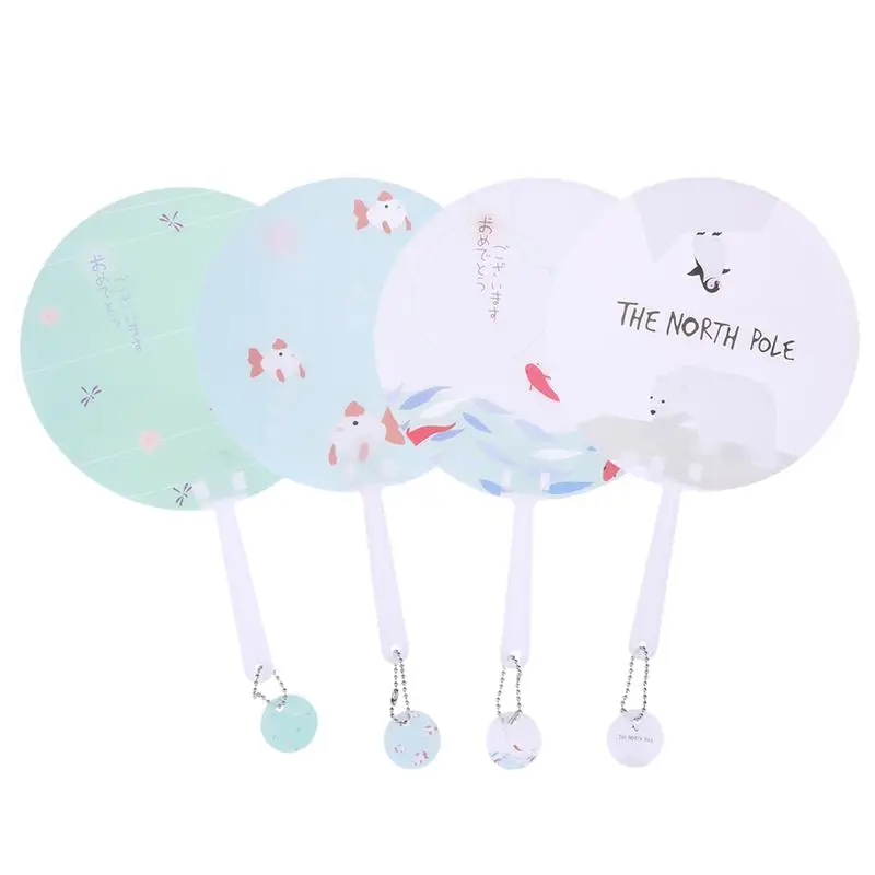 

4pcs Summer Round Hand Fans Cute Cartoon Pattern Handheld Fans Portable Small Fan for Kids Children