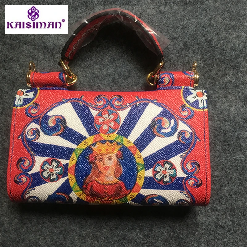 

6 Styles Luxury Italy Brand Prince Queen Rose Banana Leaf Watermelon Print Women Bags Genuine Leather Handbag Purse Shoulder Bag