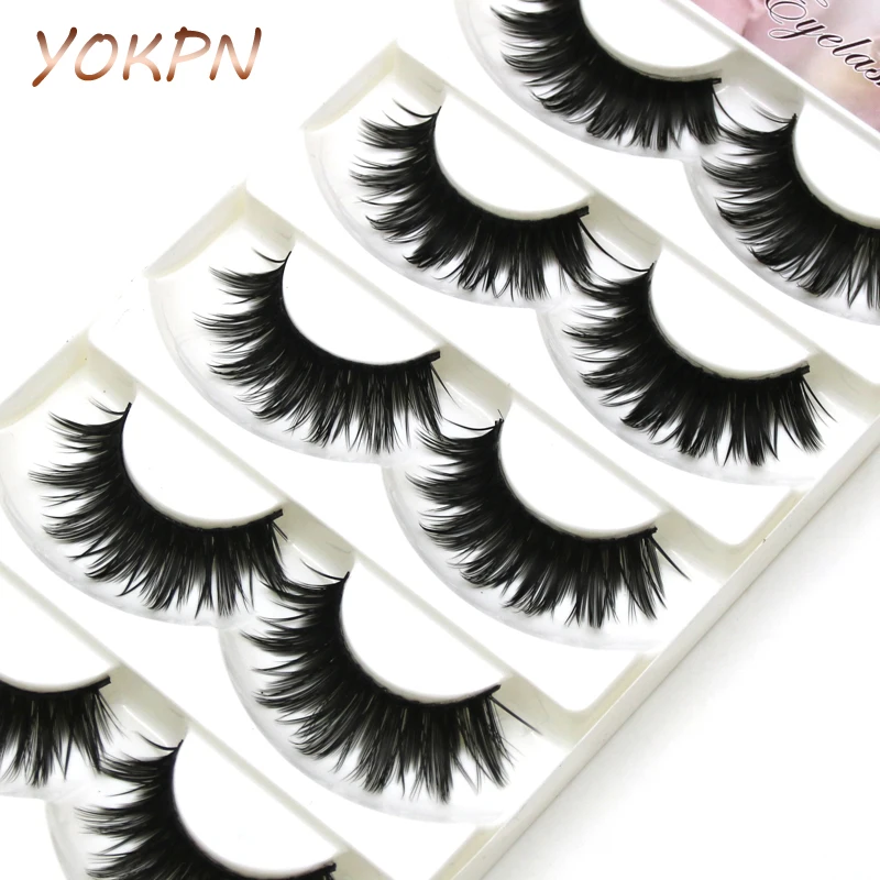 

YOKPN New Cross Sharp End False Eyelashes Makeup False Eyelashes Naturally Thick Cross Smoked Long Stage Makeup Fake Eyelashes