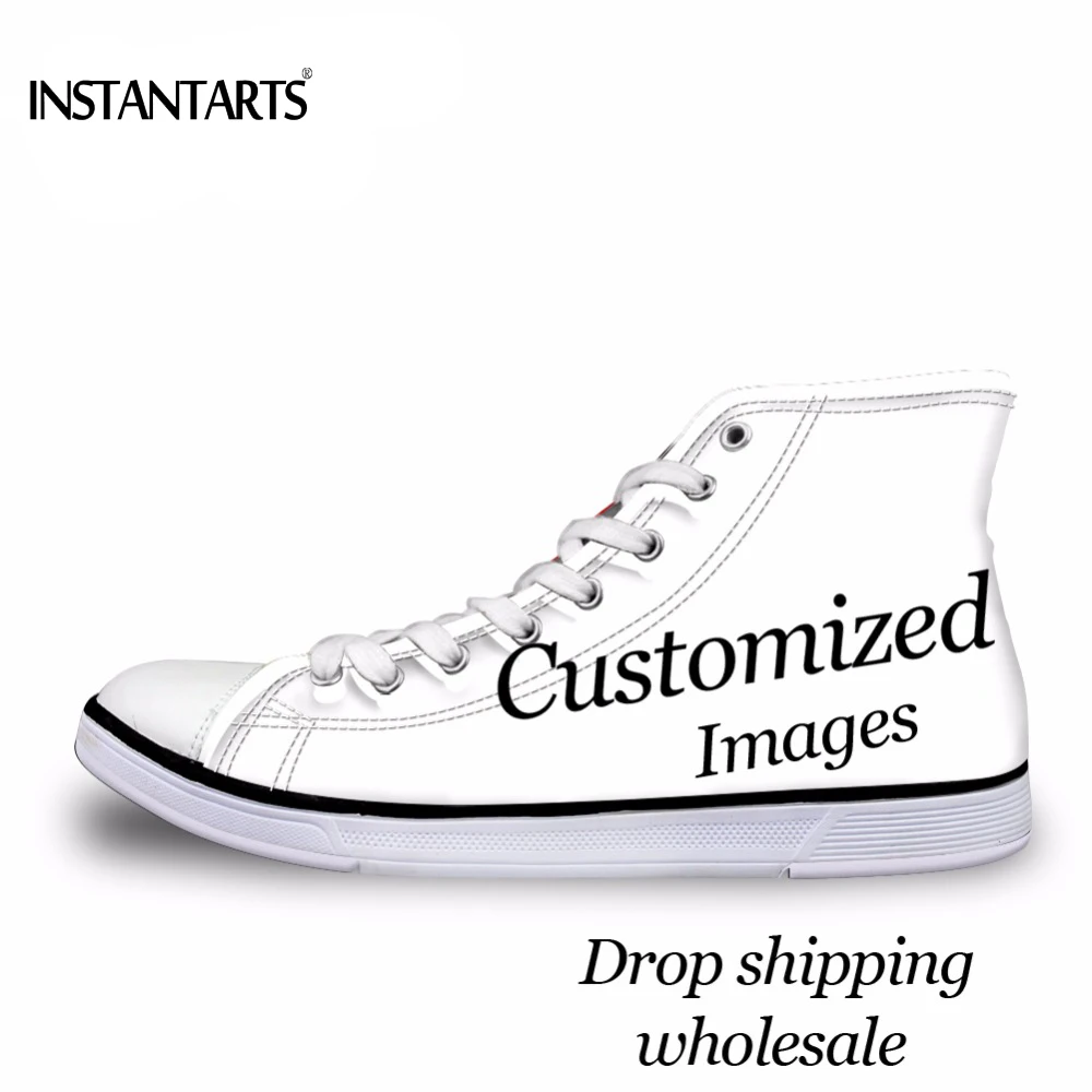 

INSTANTARTS Spring/Autumn High Top Canvas Shoes Custom Your Logo/Image/Photo 3D Print Woman Vulcanized Shoes Girls Lace Up Shoe