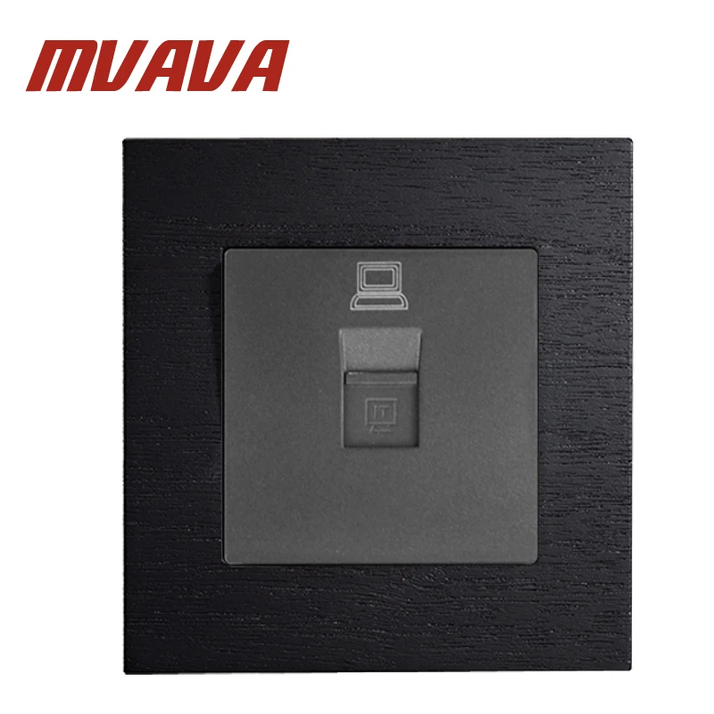 

MVAVA 86*90MM Black Wooden Series Panel Computer Network Data Socket RJ45 Computer Jack Plug Port Wall Socket Free Shipping