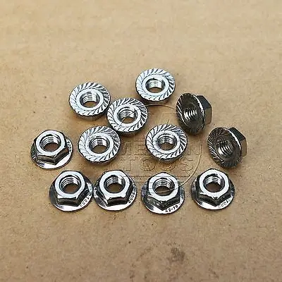 

12 Pcs M10 x 1.5 Stainless Steel Flange Hex Nut Right Hand Thread