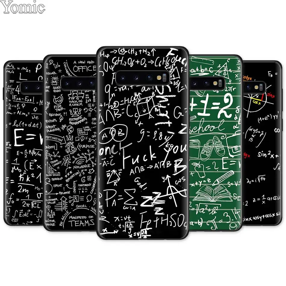 

mc2 with E=mc Math Albert Einstein Black Silicone Case for Samsung Galaxy S10e S10 S8 S9 Plus S7 A40 A50 A70 Note 8 9 Soft Case