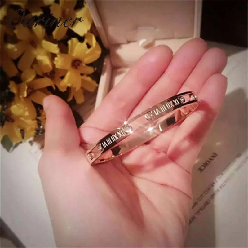 Роскошные брендовые римские браслеты с буквами и браслеты для женщин с австрийскими кристаллами Pulseira модные ювелирные изделия золотого цвета K0055-1