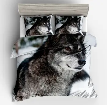 

Duvet Cover Snow Mountain Wolf simple wind 2/3pcs British Style Family student dormitory Quilt cover pillowcase