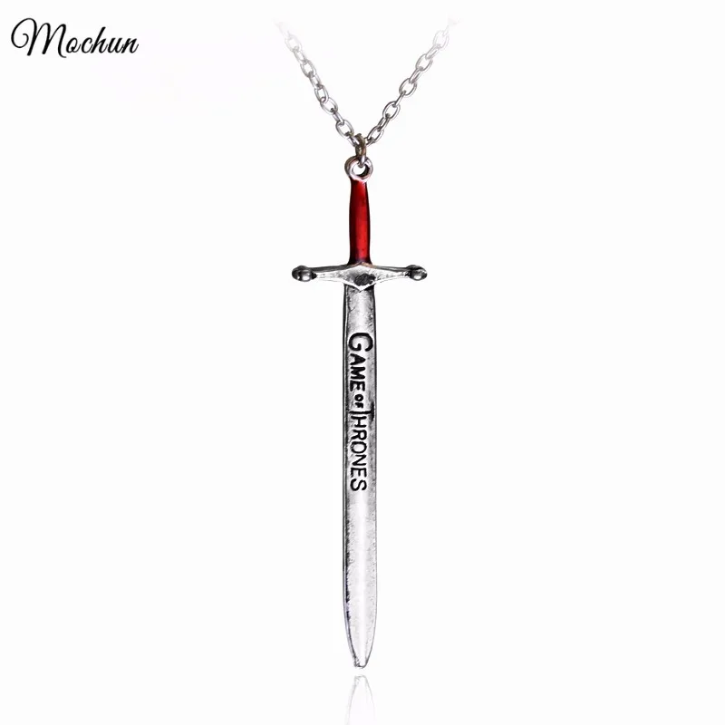 

MQCHUN Movie Game of Thrones Letter Opener Pendant Necklace Vintage Sword Enamel Necklace For Women Men 2017 Hot Sales