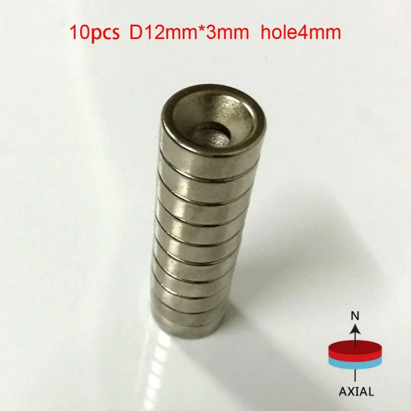 

10 Pieces/Pack D12 x 3mm Magnetic Materials Neodymium Magnet Mini Small Round Disc Hole 4mm outdoor camping equipment