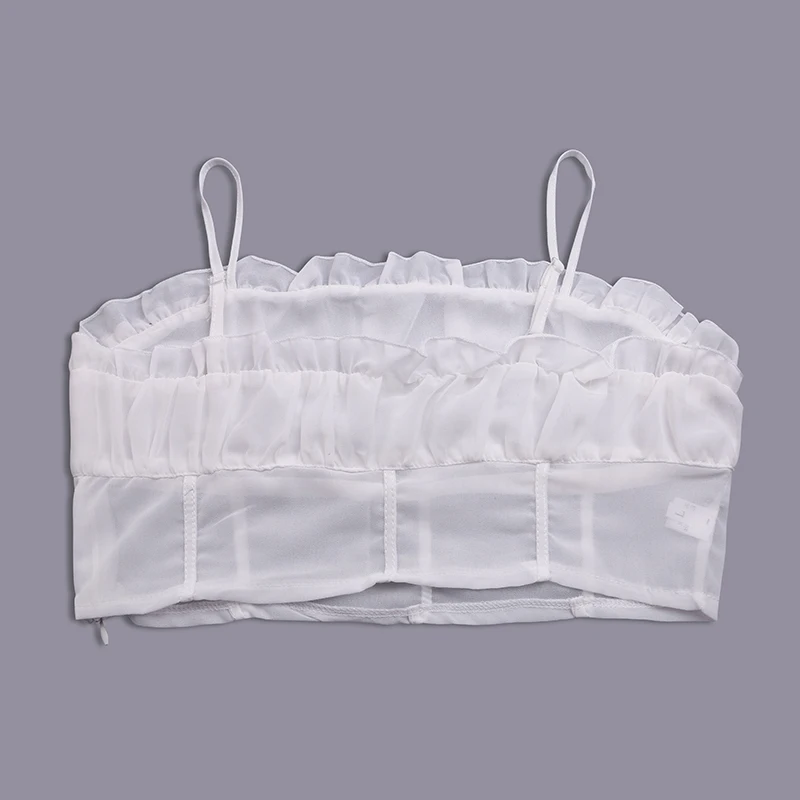 S-XL Women Black White Chiffon Shirt Tops Womens Strap Wrapped Chest Camisole Ladies Vest Underwear Summer Cami Vest Short Shirt