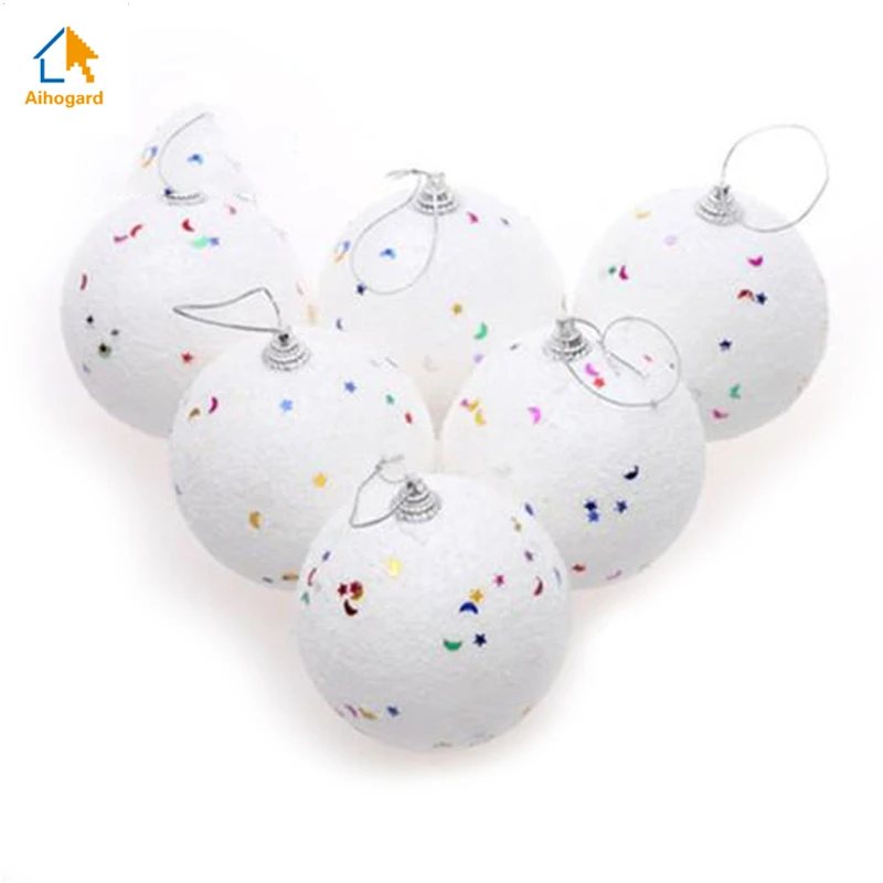 

2018 New Christmas Decor 6Pcs 4-6CM Christmas Tree Decoration Xmas White Snowball Foam Ball Party Hanging Ornament Balls