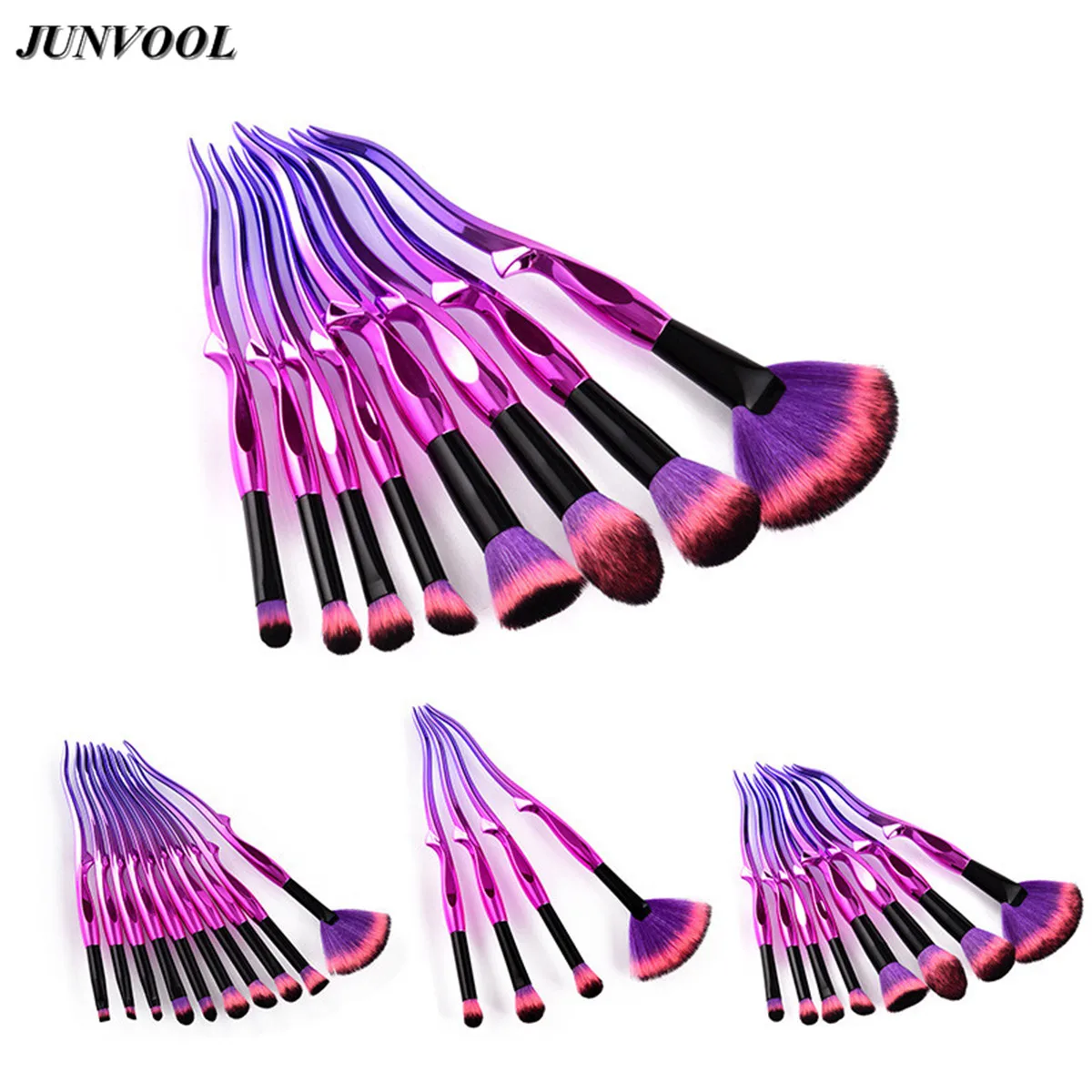

Purple Red Makeup Brushes Set Fork Design Foundation Powder Eyeshadow Make Up Fan Brush Eyes Contour Blending Cosmetic Tools New