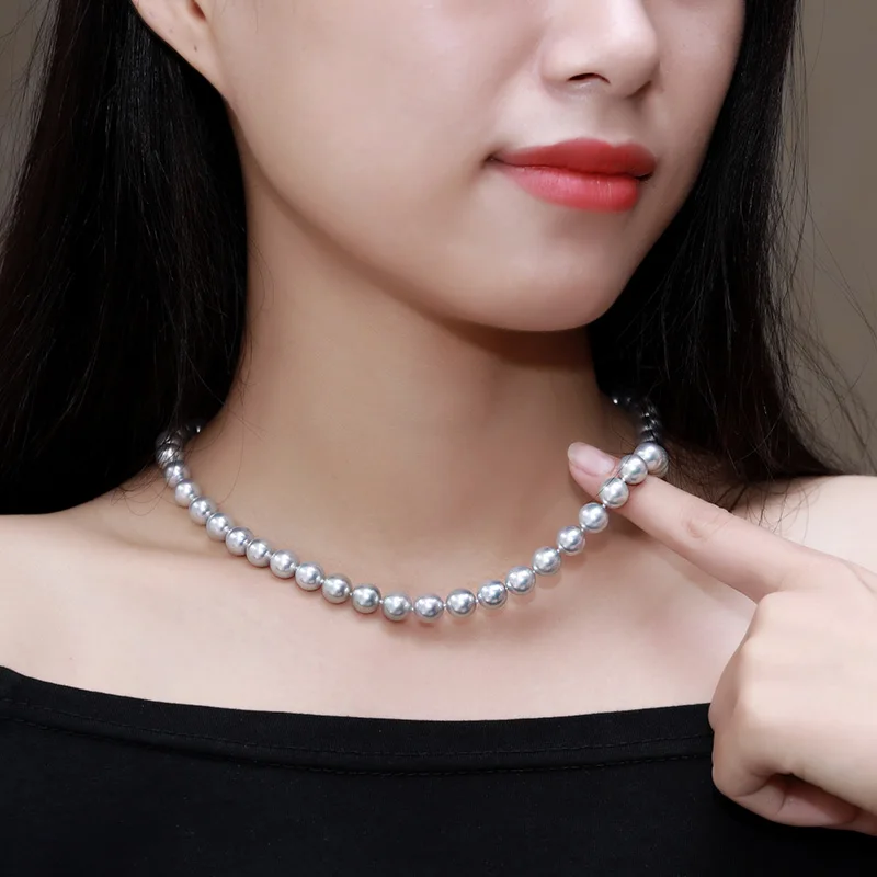 YS Высокое качество Серебряный Синий Madama Akoya Жемчужное ожерелье: 8-8,5 мм, 14K Золотая застежка