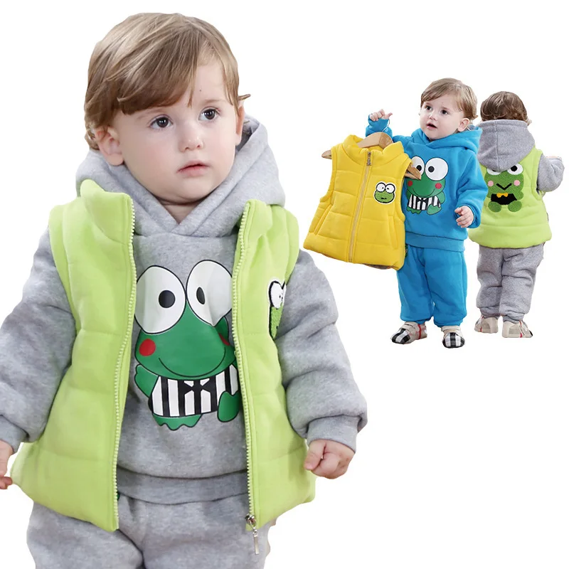 Anlencool/Коллекция года,, зимняя одежда для малышей жилет с лягушкой хлопковый комплект одежды для малышей из трех предметов с изображением Давида, одежда для маленьких мальчиков