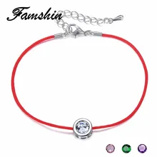 FAMSHIN, модный красный браслет на веревке, маленький кубический цирконий, CZ браслеты для женщин, ручная работа, ювелирные изделия с кристаллами, для влюбленных пар