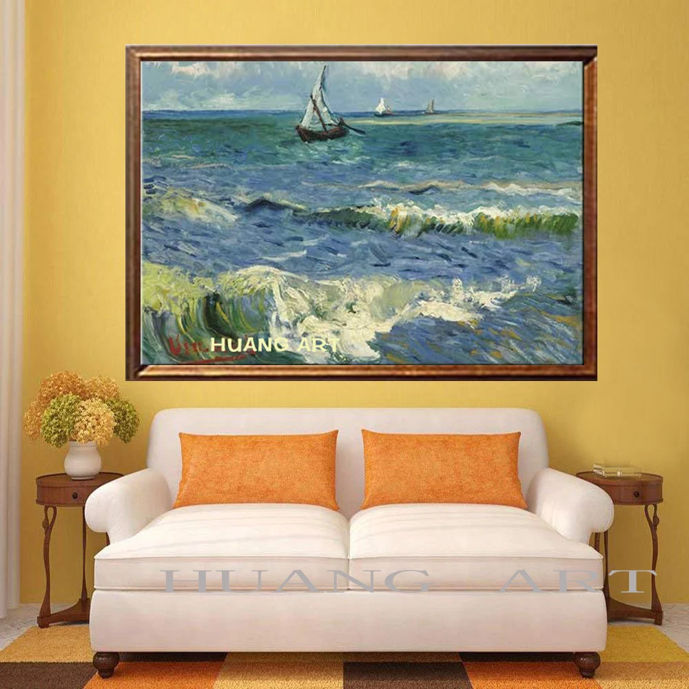 Морской пейзаж рядом с Les Saintes Maries De La Mer от Vincent Van Gogh картина маслом Rep ручная