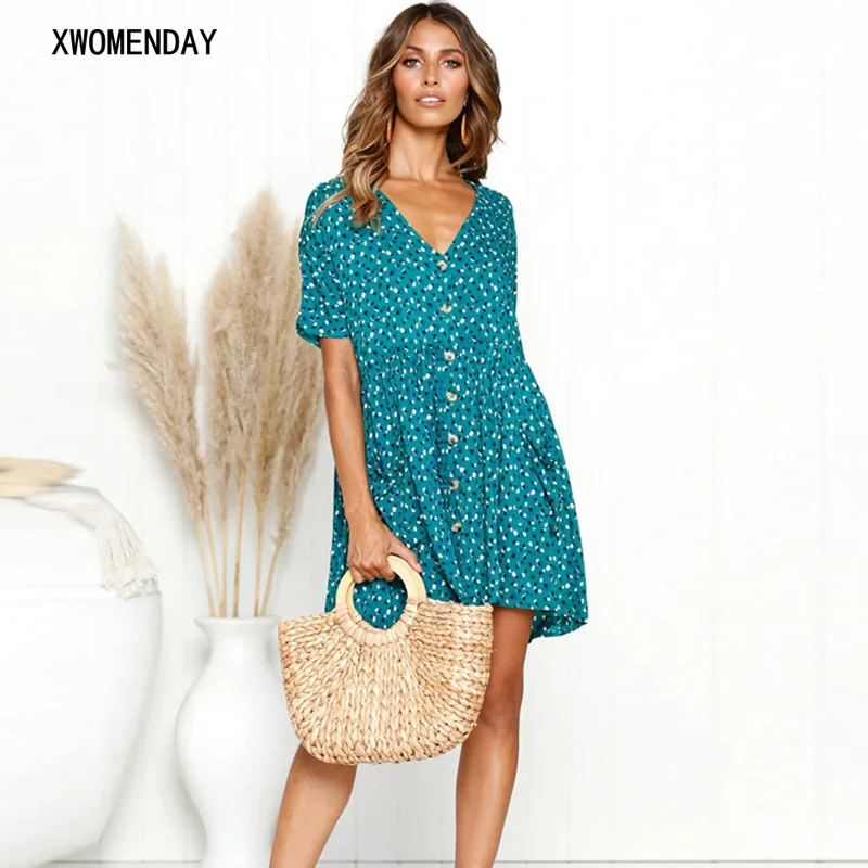 

Summer Dress Leopard Print Women 2019 Deep V Neck A Line Casual Elegant Mini Dress Ladies Boho Pockets Beach Sundress Vestidos