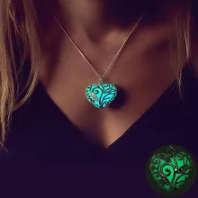 Vienkim na pedra escura pingente luminoso de cristal oco coração pingentes colares para mulheres jóias masculinas presentes do dia das bruxas