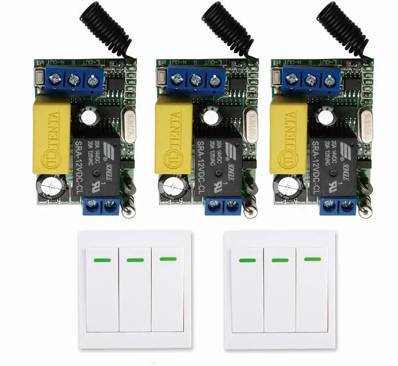 

Mini Size 220V 1CH Wireless Remote Control Switch System Receiver+Wall Panel Remote Transmitter Sticky Remote Smart Home Switch