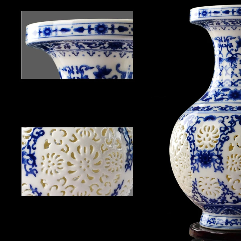 Фарфоровая ваза Jingdezhen декоративные украшения сине белая предметы интерьера