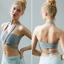 Women’s sexy yoga gmy halter crop top backless light support yoga gym sports bra tops
