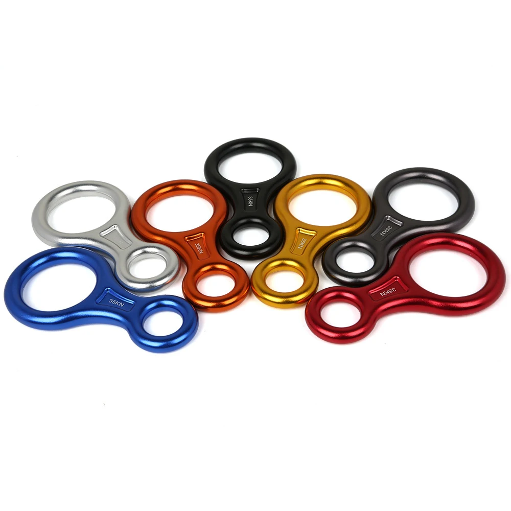 

Rock Climbing Carabiner 8Shape Ring Abseiling Device 35KN Descender Belay Rappelling Rescue Eight Ring Outdoor Descent Kit