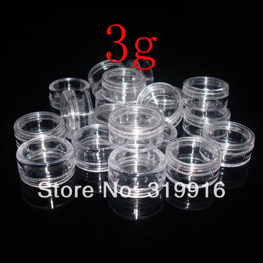 

3g X 100 Empty Clear Cosmetics Plastic Jars Pots containers For Nail Art , Make Up Cosmetic Craft Glitter ,Small Sample Bottles