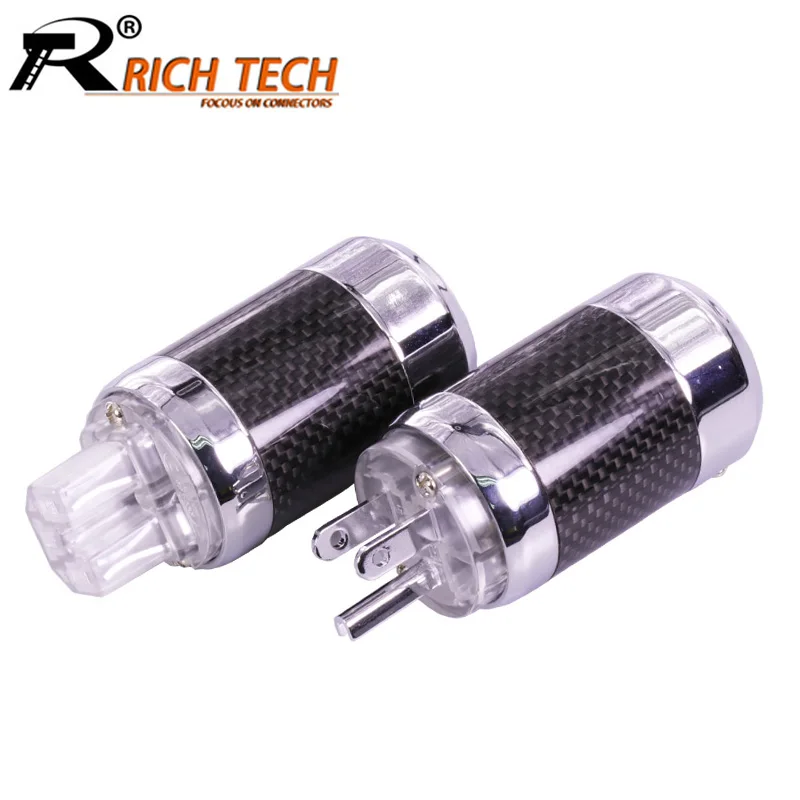

2pcs/1Set Hi-End Grade Power Connectors Male Plug + Female Jack Carbon Fiber HiFi Audio Speakon AC Power Plug