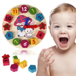 Деревянные 12 Количество игрушечные часы Детские Красочные головоломки 4 стиля цифровые геометрические часы развивающие игрушечные часы