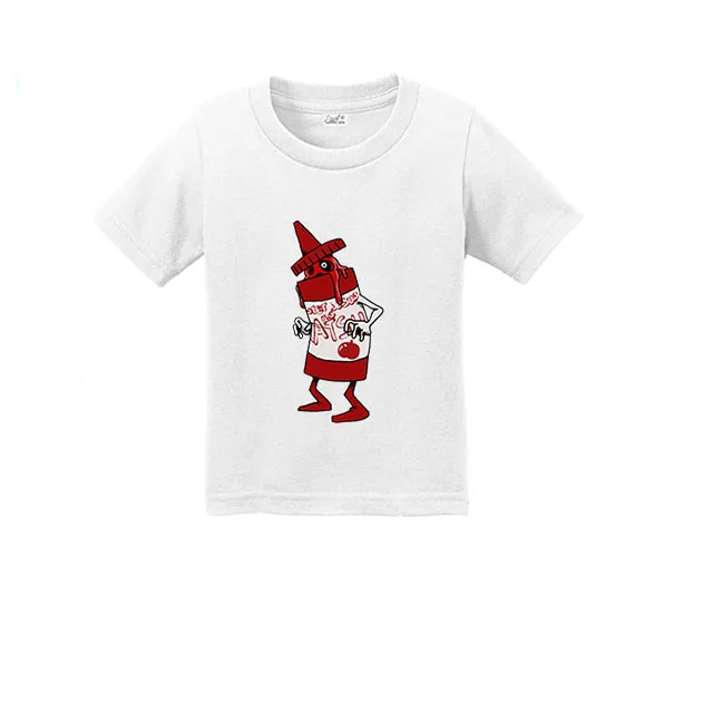 Детские топы; летняя футболка для малышей; коллекция года; хлопковая футболка с короткими рукавами для маленьких мальчиков и девочек; Yummz Tomato Ketchup and Yummz; цвет ЖЕЛТЫЙ, горчичный - Цвет: wt3tomato
