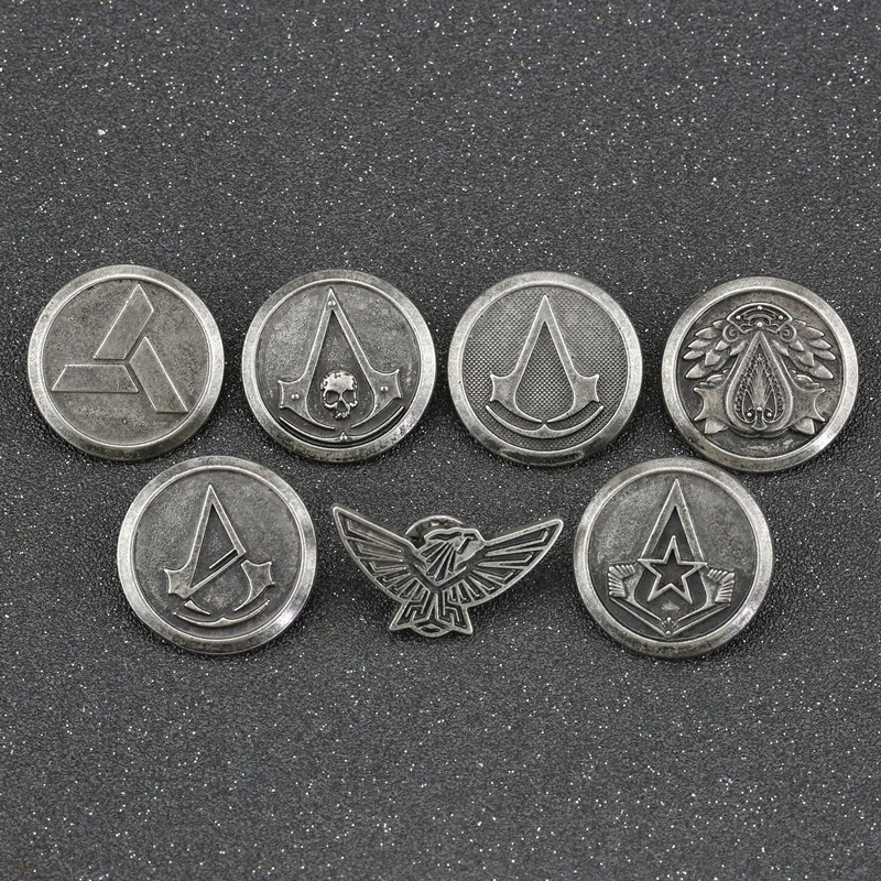 

Assassins Creed Brooch Pin Abstergo Knights Templar Master Eagle Logo Badge Altair Ezio Connor Desmond Game Jewelry Wholesale