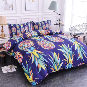 

ZEIMON 2/3pcs Fruit Bedclothes 3D Polyester Printing 3D Pineapple Print Bedding Set Duvet Cover Pillowcase Queen Size Home Decor
