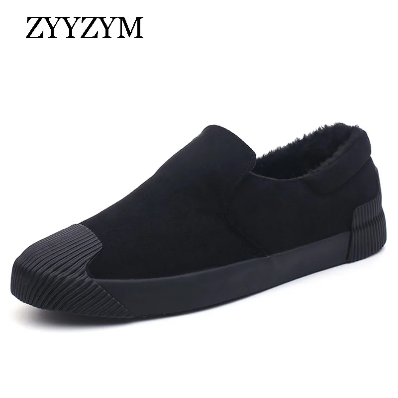 

ZYYZYM Men Vulcanized Shoes Slip-On Autumn Winter Style Plush Keep Warm Comfortable Top Fashion Slacker Cotton Shoes