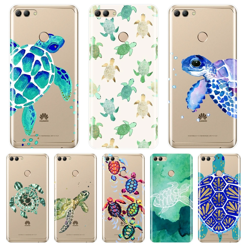

Phone Case Silicone For Huawei Y5 Y6 Y7 Prime 2018 Y9 2019 Green Blue Turtle Soft Back Cover For Huawei Y3 Y5 Y6 II Y7 2017 Pro