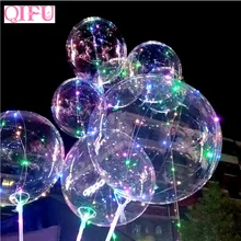 Фотография QIFU 18 Inch 3M Luminous Led Balloon Round Bubble Lights Decoration Helium Balloon String Lights New Year Kids Toy Bobo Balloons