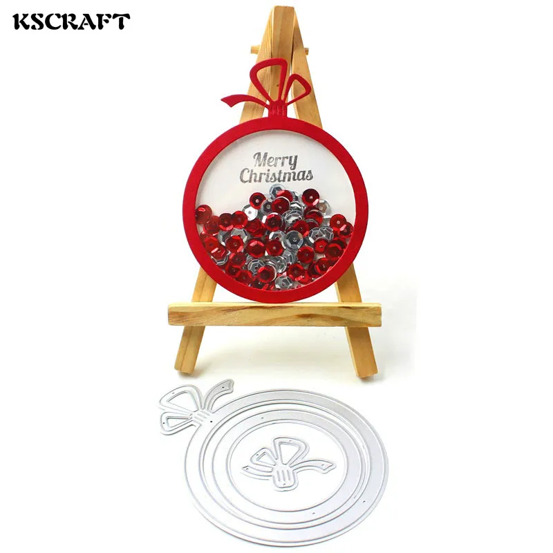 

KSCRAFT 2018 Merry Christmas Ornament Shaker Card Metal Cutting Dies for DIY Scrapbooking/Card Making Decoration Craft Supplies