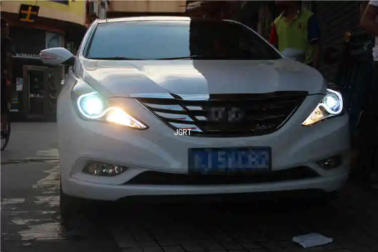 2 шт. светодиодный фары для hyundai Sonata 2011- Автомобильный светодиодный свет двойной ксеноновые линзы автомобильные аксессуары Габаритные огни