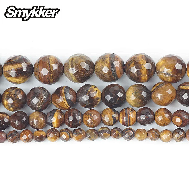 

Hot Faceted Natural Stone Tiger Eye Beads Agate Round Loose Beads 15" Strand 4 -10mm Pick Size Section Stone for Muslim Prayer