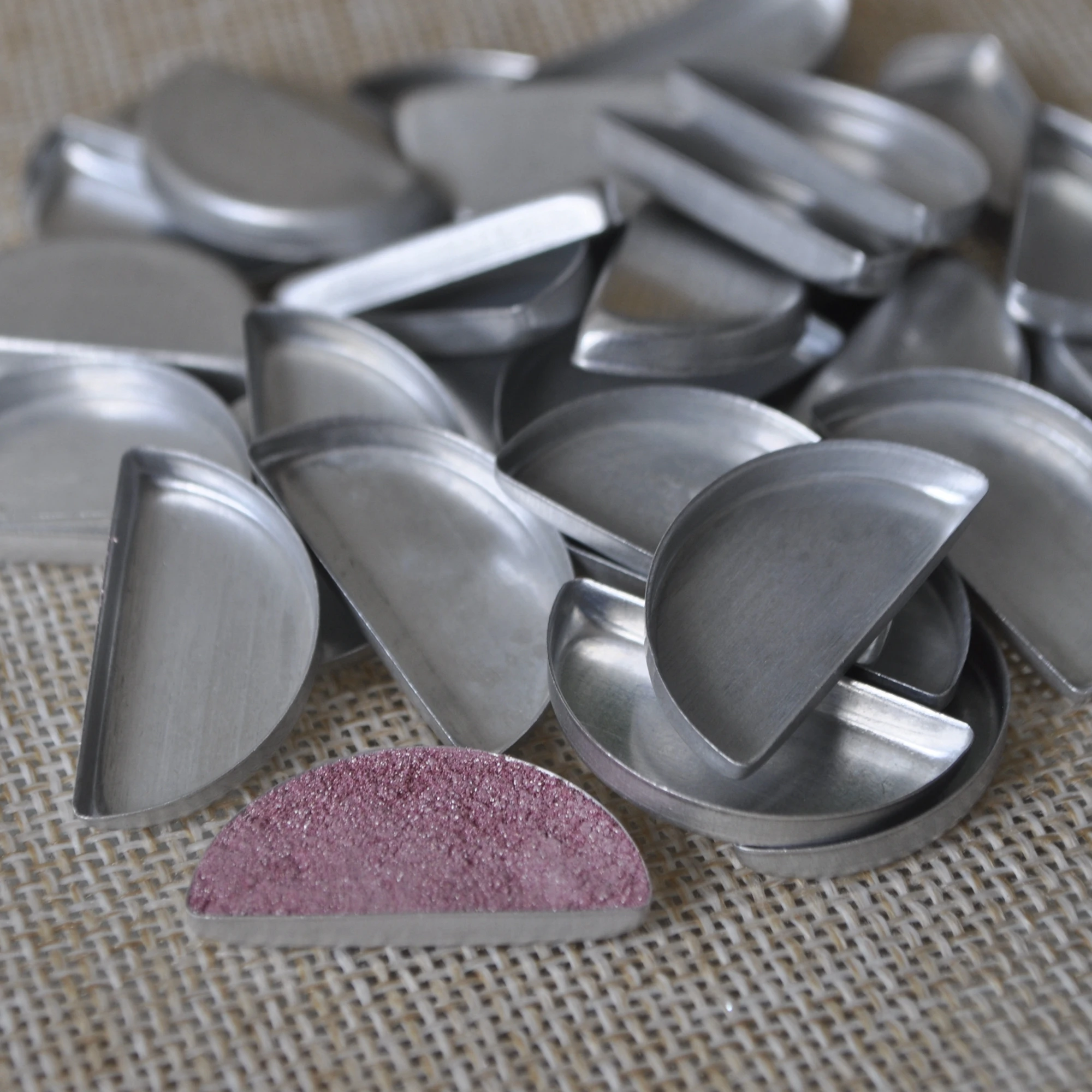 Buy 100Pcs Empty Makeup Tins Semicircle Aluminum Eye