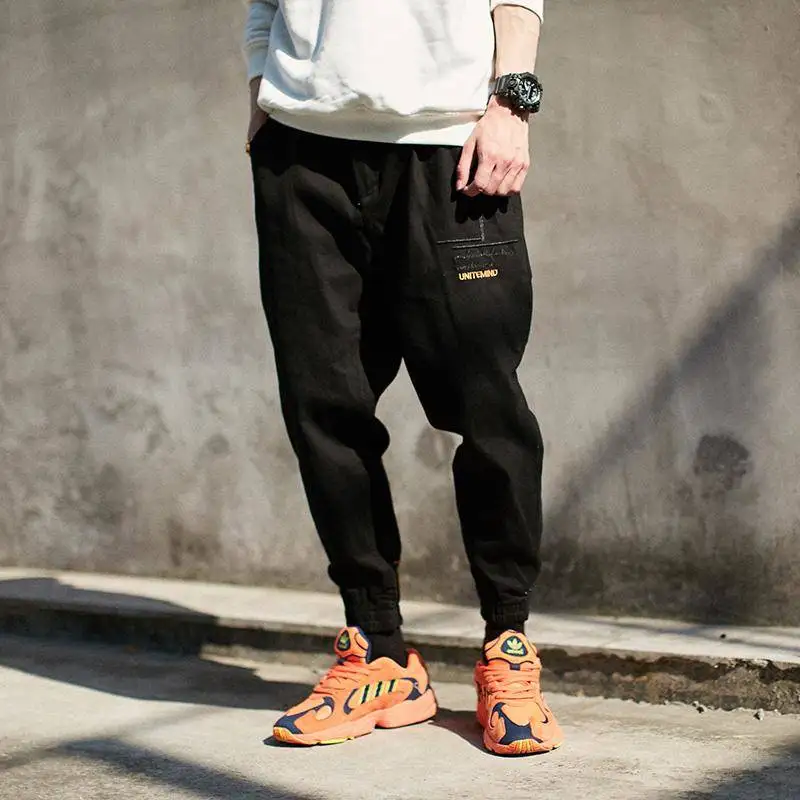 Мужские Винтажные штаны для бега мужские уличные брюки карго мужские хип-хоп шаровары японские весенние вышитые брюки комбинезоны